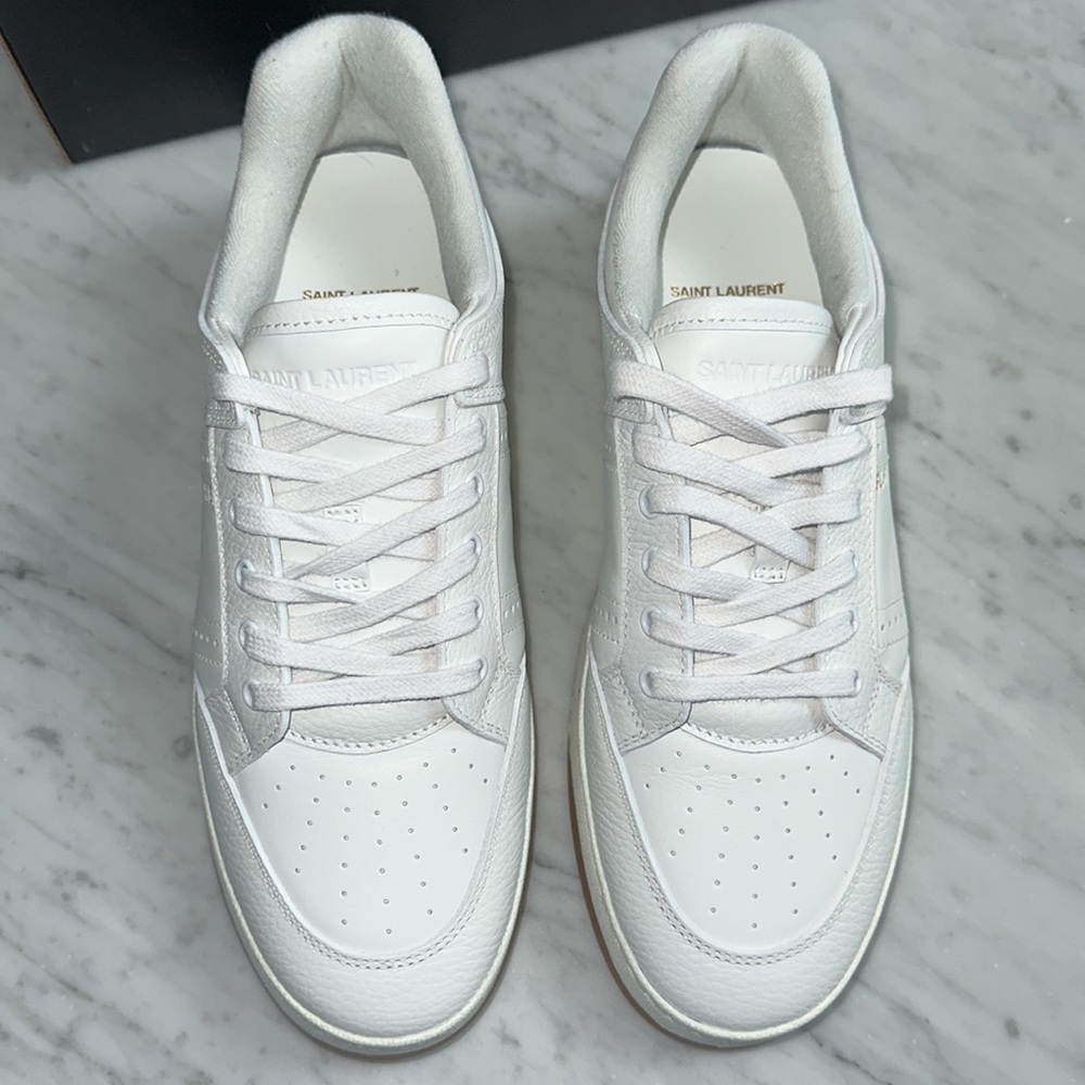 Saint Laurent Men White SL/61 Low Top Leather Sneakers Shoes, 44